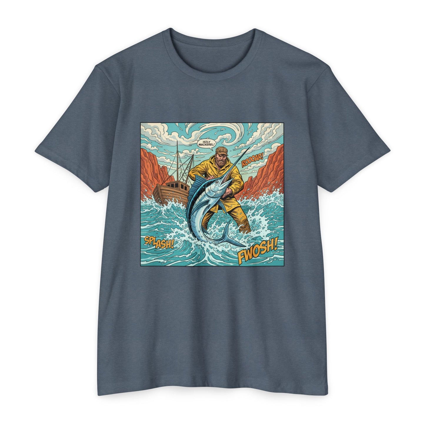 Retro Fisherman 'FWOSH' Fishing Graphic T-Shirt