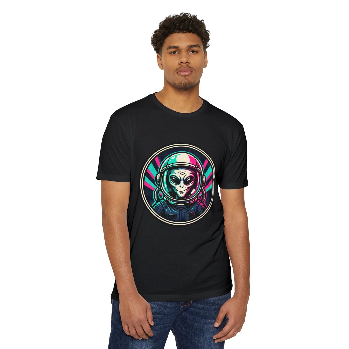 Alien Astronaut Neon Space Crew T‑Shirt