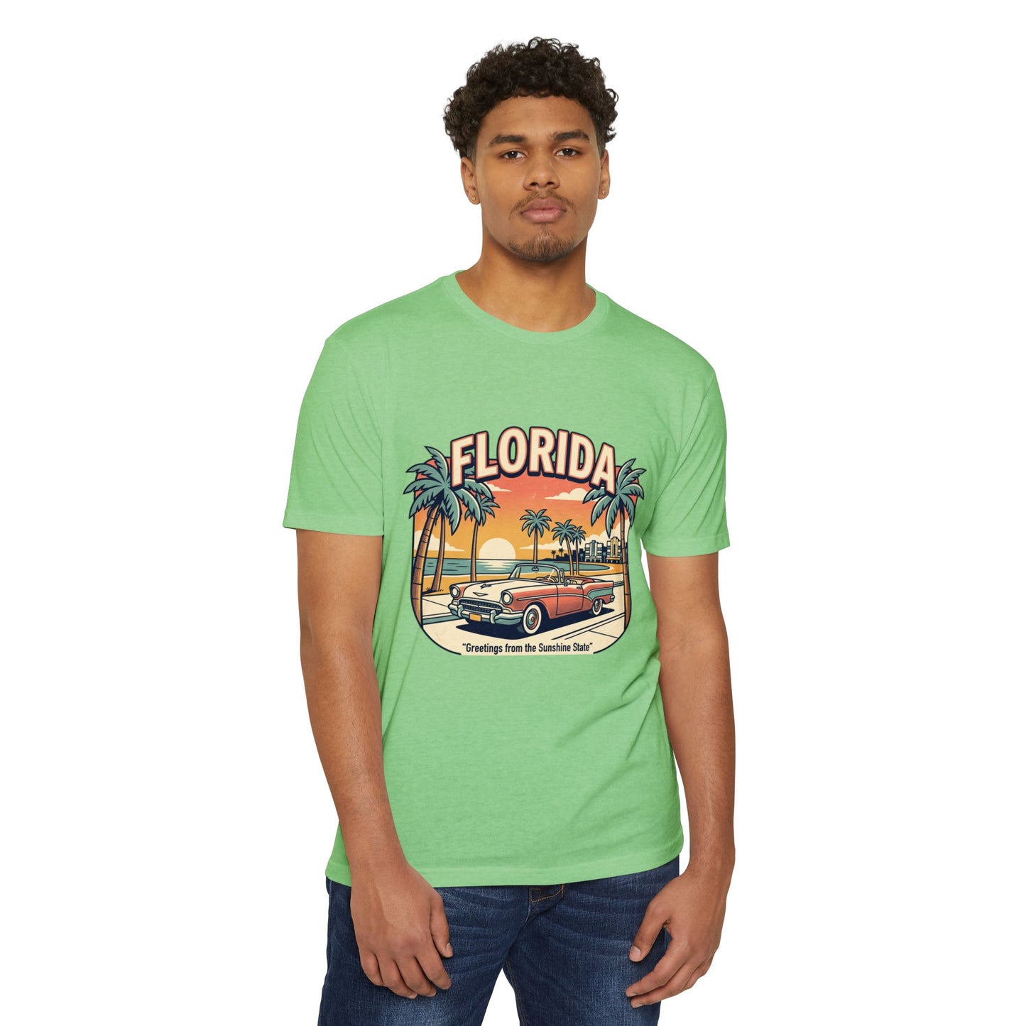 Florida Vintage Sunset T-Shirt — "Greetings from the Sunshine State"