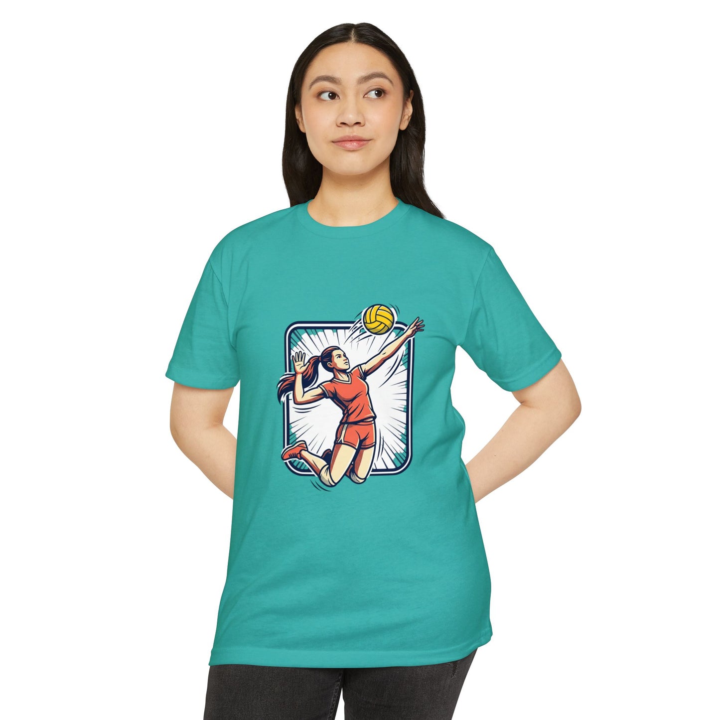 Volleyball Spike Graphic T-Shirt — Female Player Action Tee