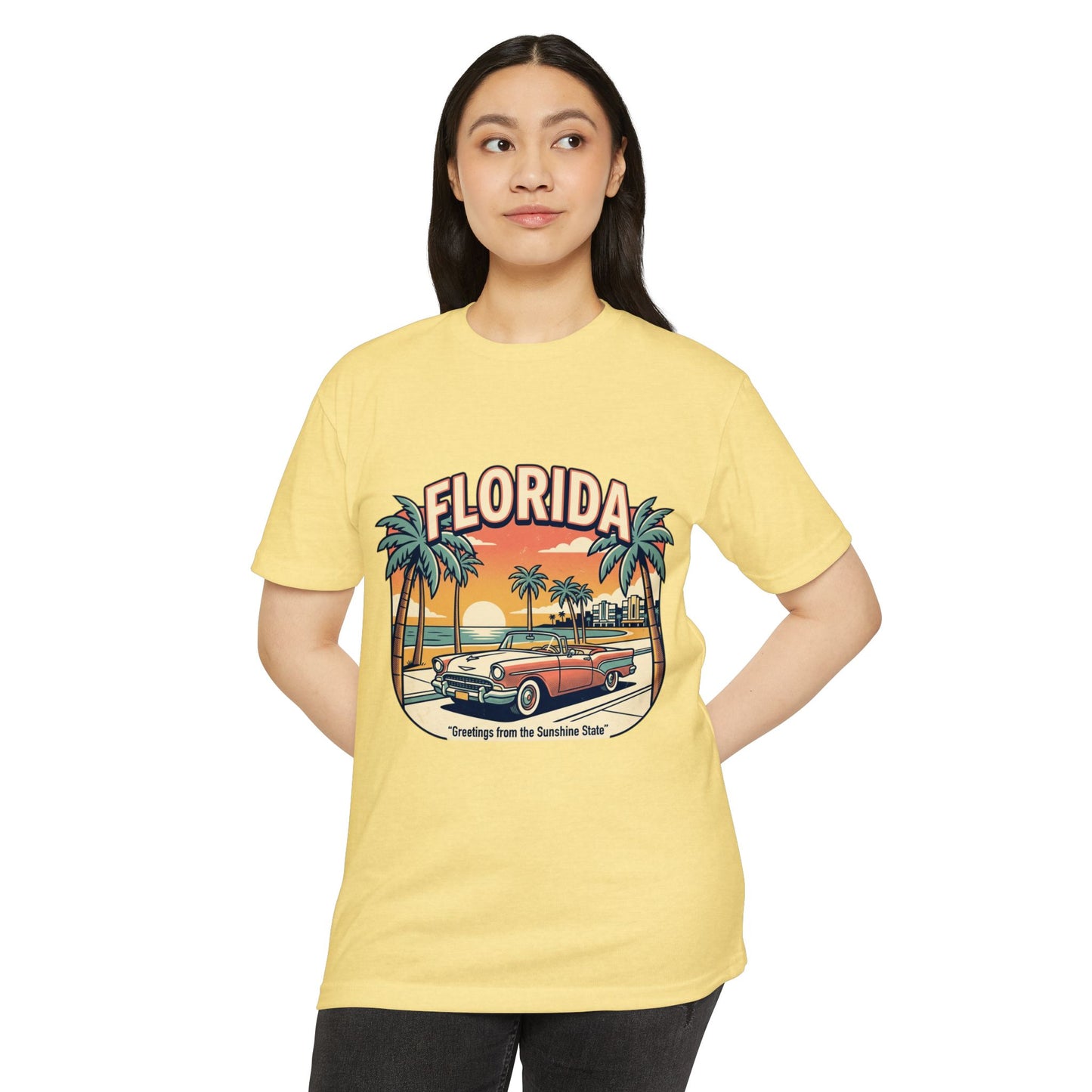 Florida Vintage Sunset T-Shirt — "Greetings from the Sunshine State"