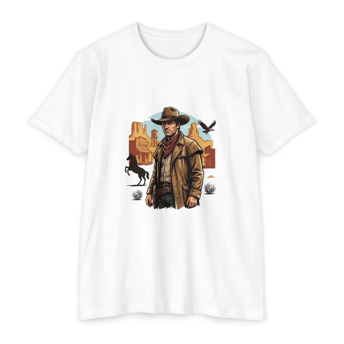 Western Cowboy Graphic T-Shirt — Desert Outlaw Illustration