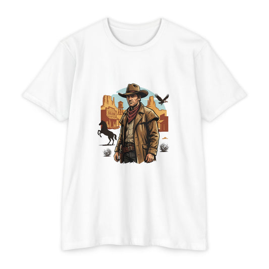 Western Cowboy Graphic T-Shirt — Desert Outlaw Illustration