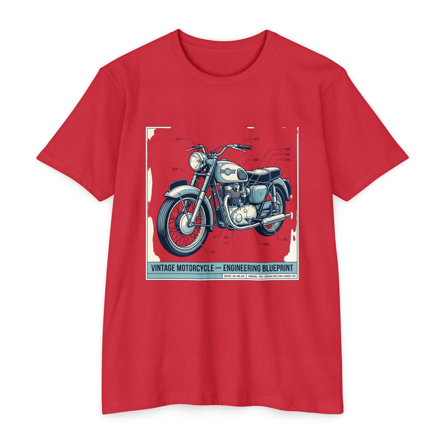 Vintage Motorcycle Blueprint T-Shirt — Classic Engineering Bike Tee