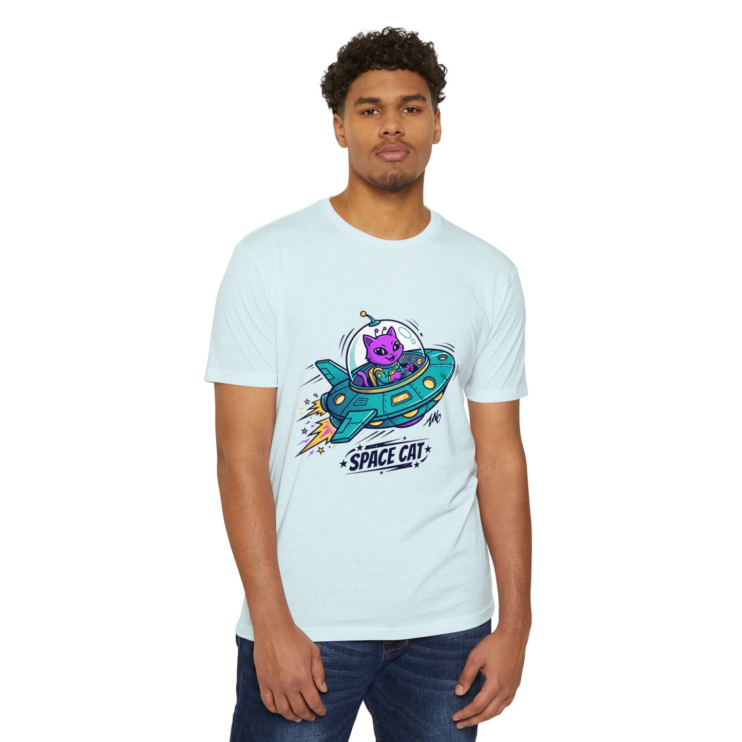 Retro Space Cat T-Shirt — UFO Graphic Tee