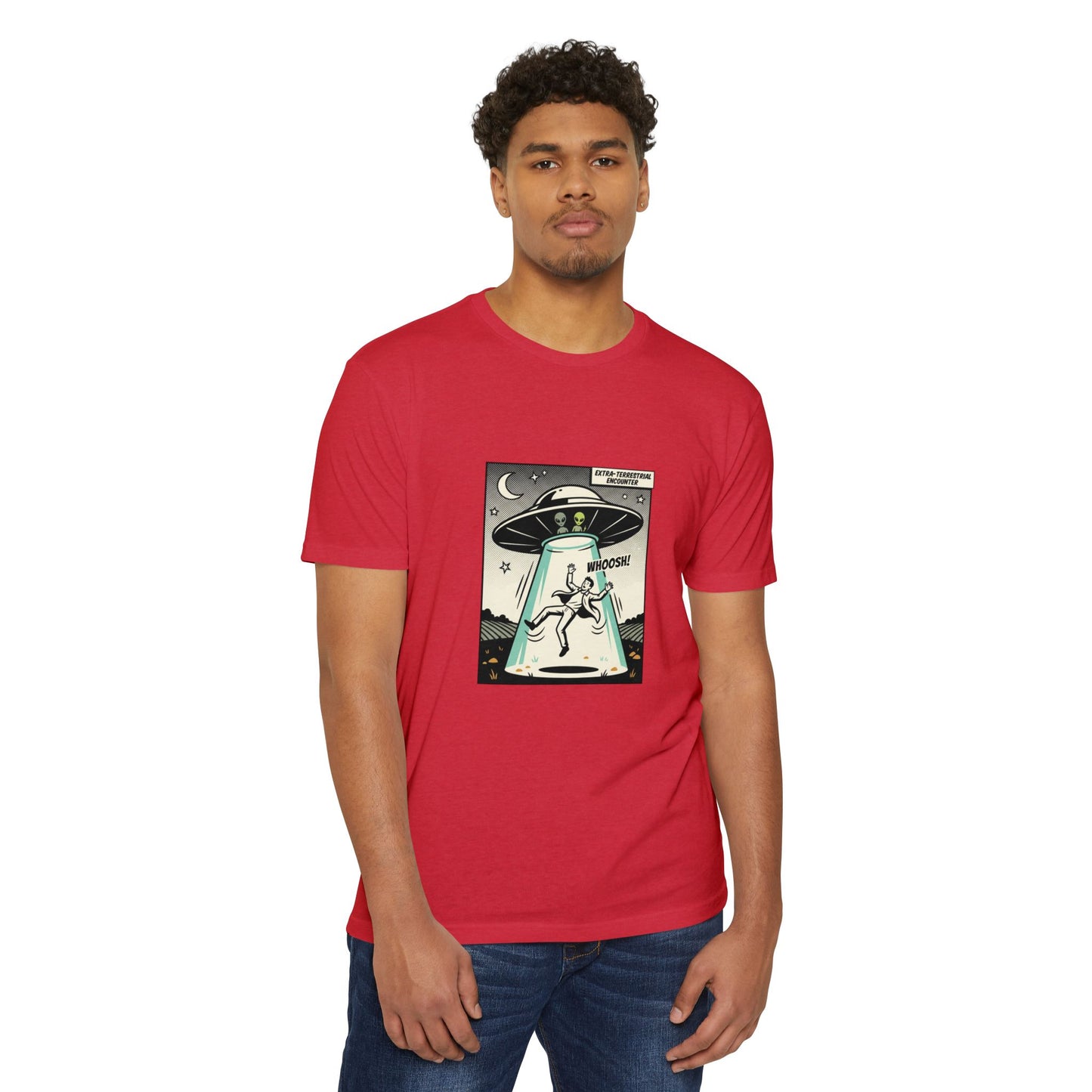 Alien Abduction Graphic Tee — Retro UFO Comic Design