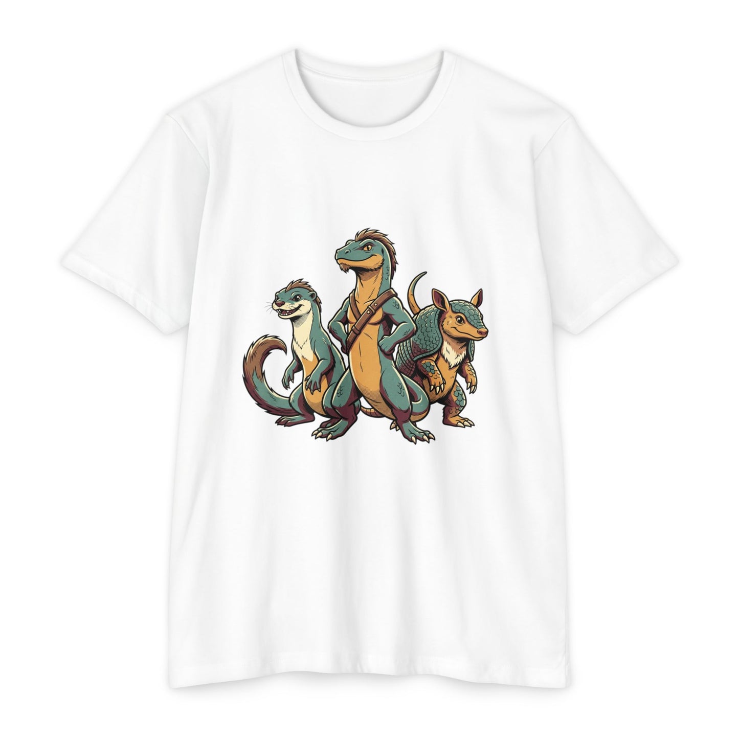 Retro Trio Dino Velociraptor T-Shirt — Cute Cartoon Dino Tee