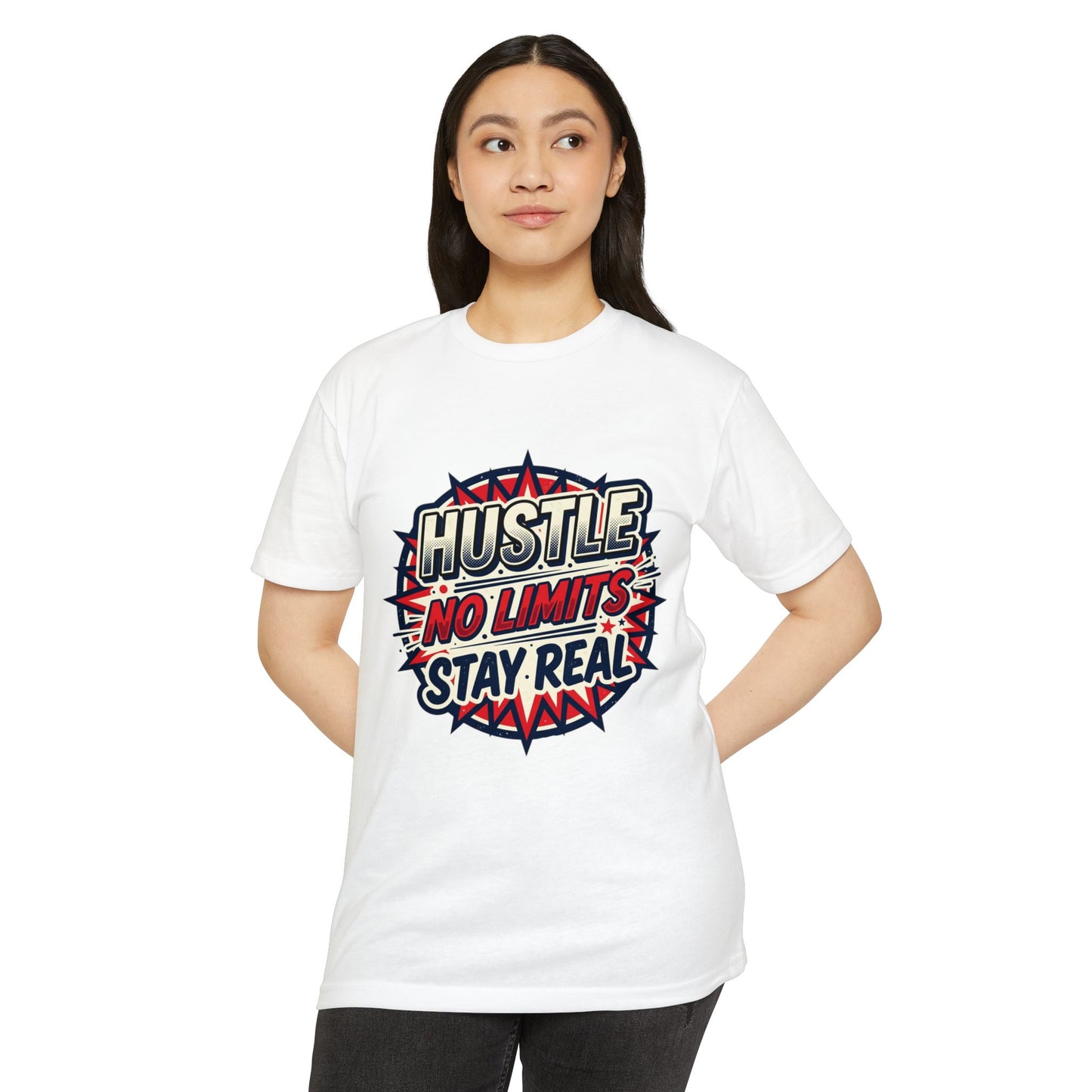 Hustle No Limits Stay Real Graphic T-Shirt
