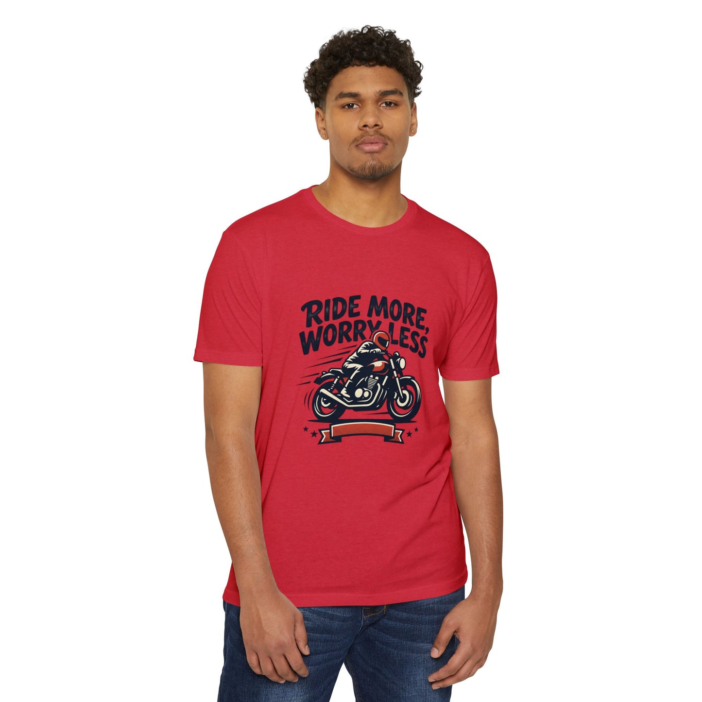 Ride More Worry Less Motorcycle T-Shirt — Biker Tee for Riders & Enthusiasts