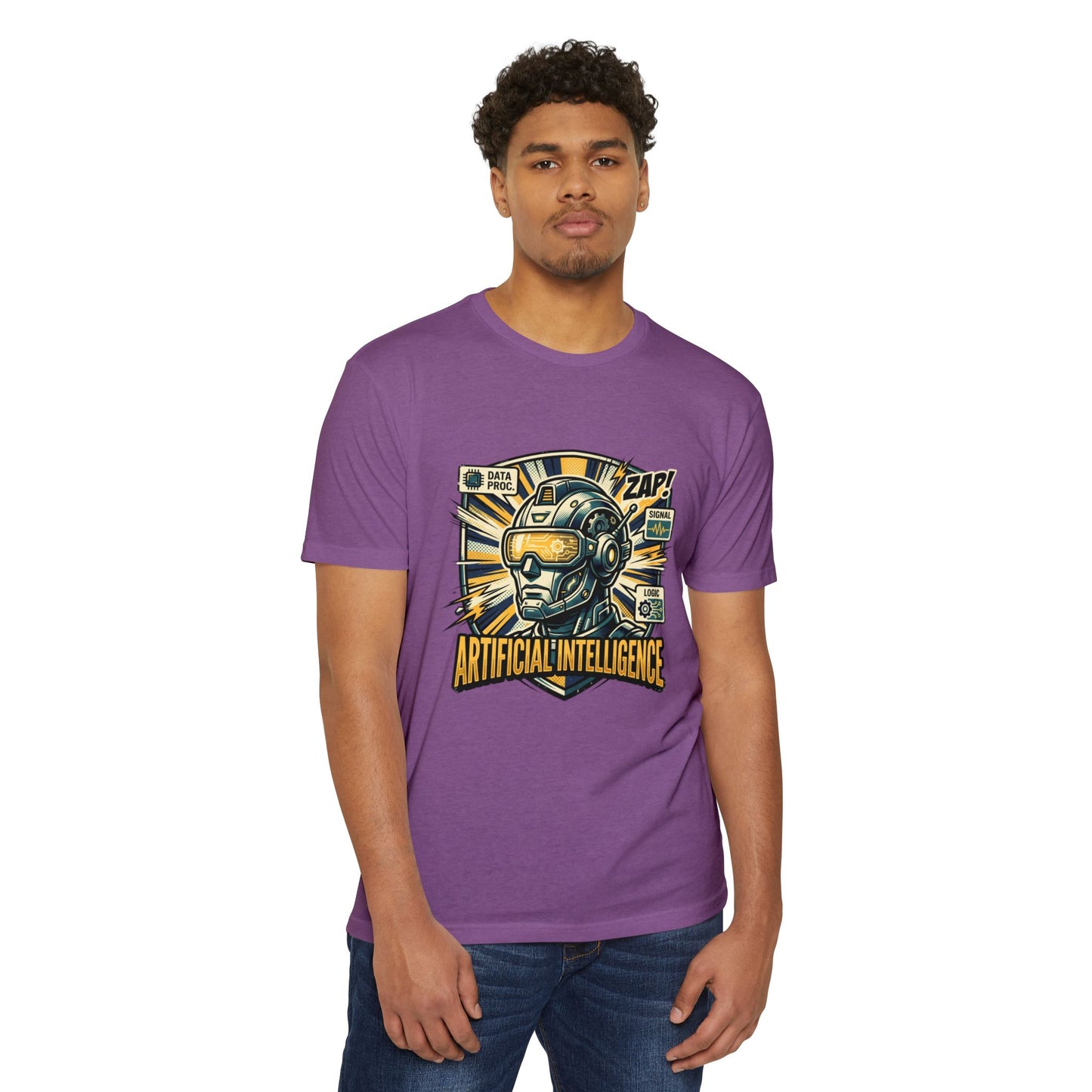 AI Robotics Graphic T-Shirt — "Artificial Intelligence" Retro Helmet Design