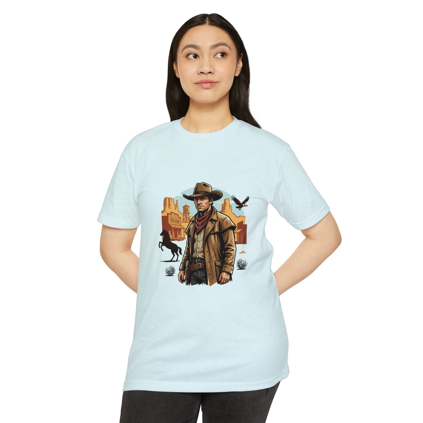 Western Cowboy Graphic T-Shirt — Desert Outlaw Illustration