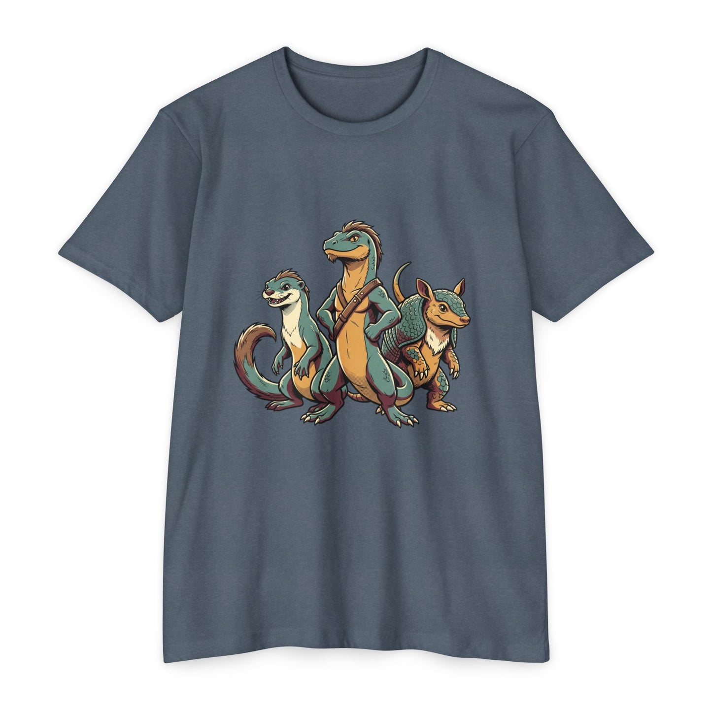 Retro Trio Dino Velociraptor T-Shirt — Cute Cartoon Dino Tee