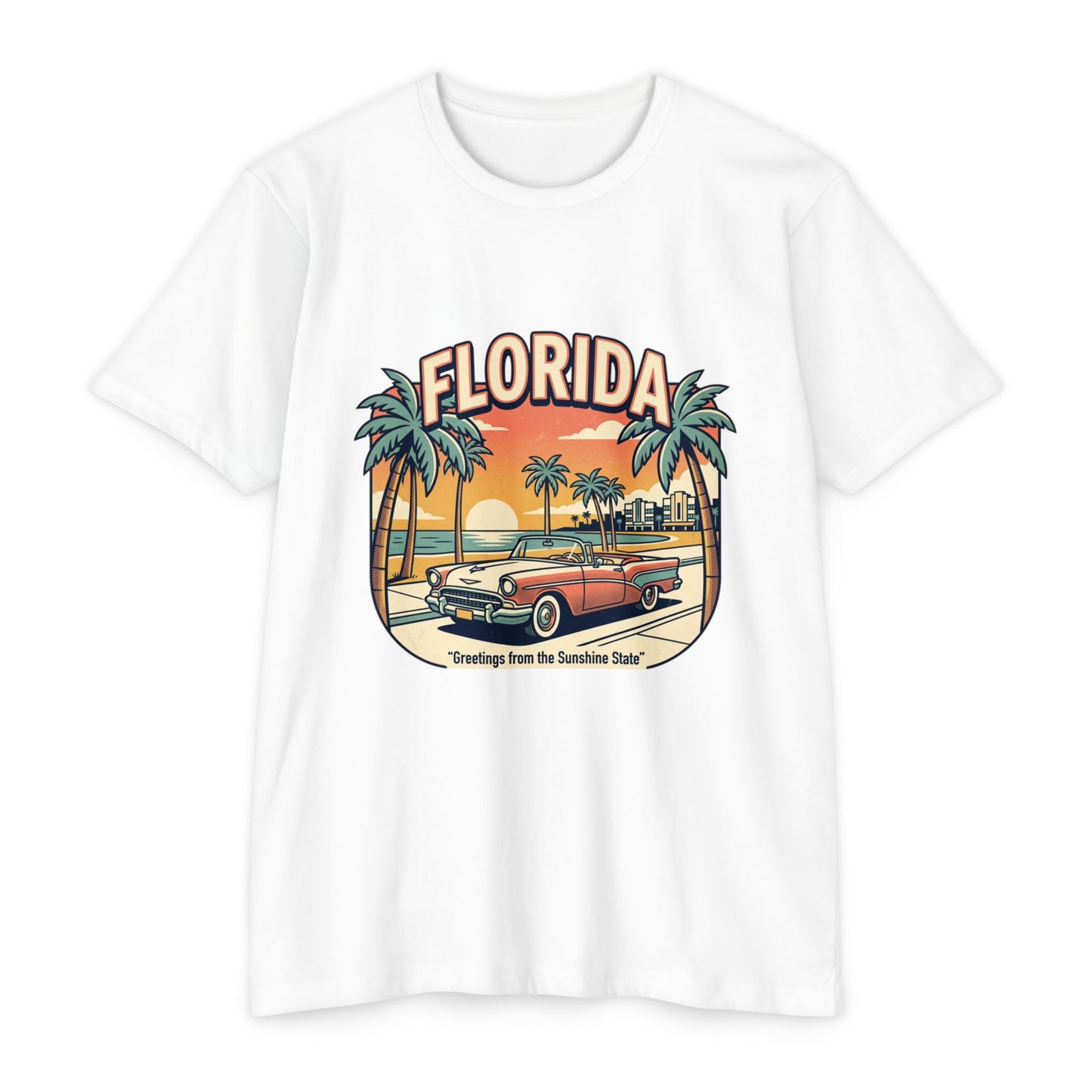 Florida Vintage Sunset T-Shirt — "Greetings from the Sunshine State"
