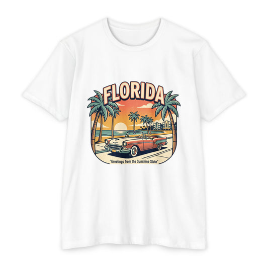 Florida Vintage Sunset T-Shirt — "Greetings from the Sunshine State"