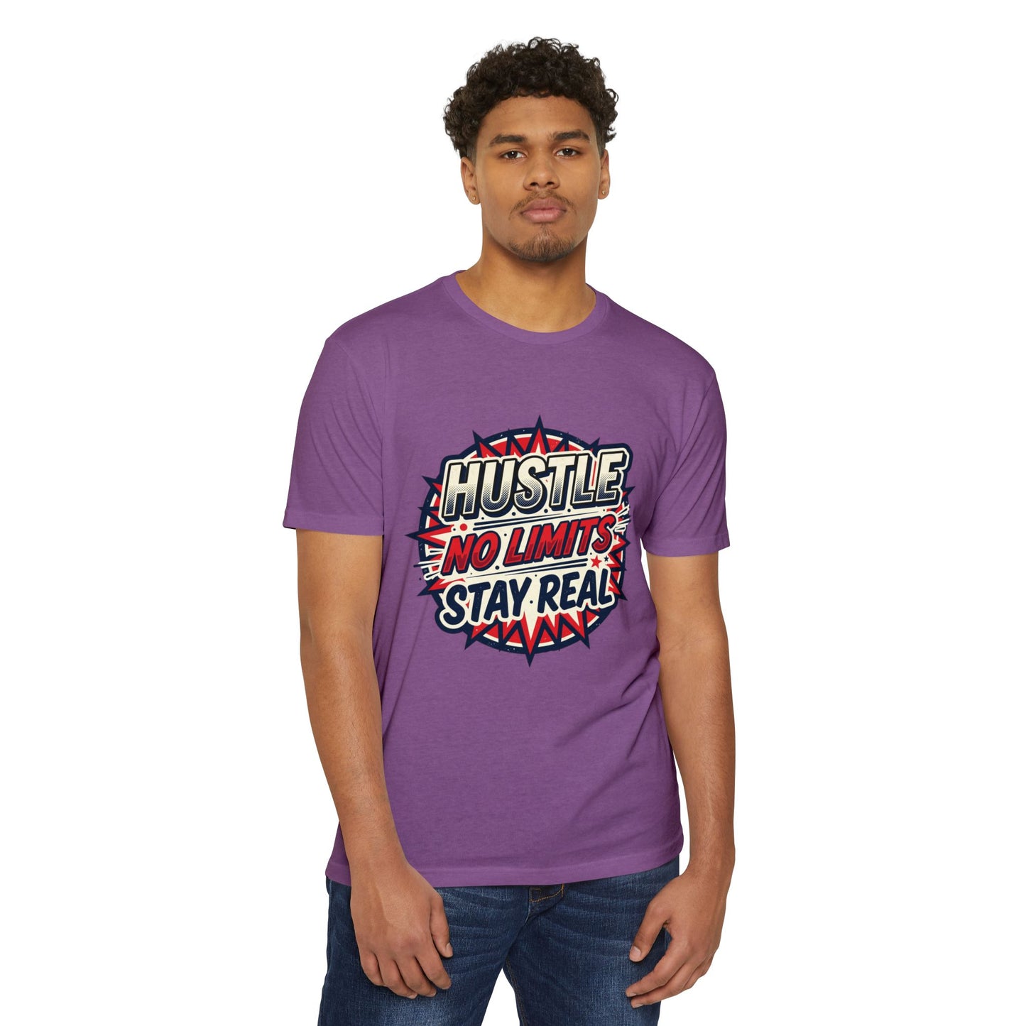 Hustle No Limits Stay Real Graphic T-Shirt