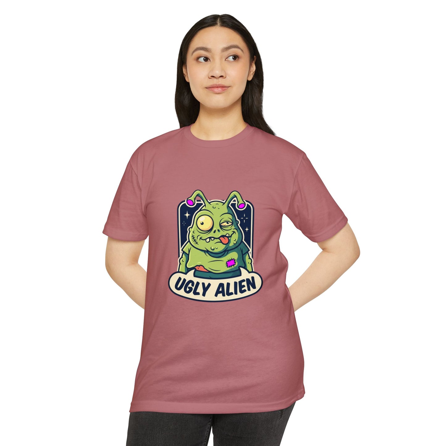 Funny Cute Green Alien T-Shirt — "Ugly Alien" Graphic Tee