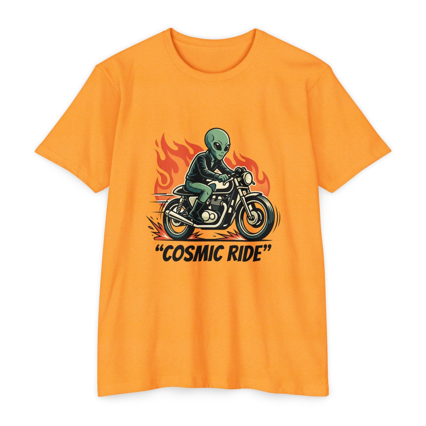 Cosmic Ride Alien Motorcycle T‑Shirt — Retro Biker Tee