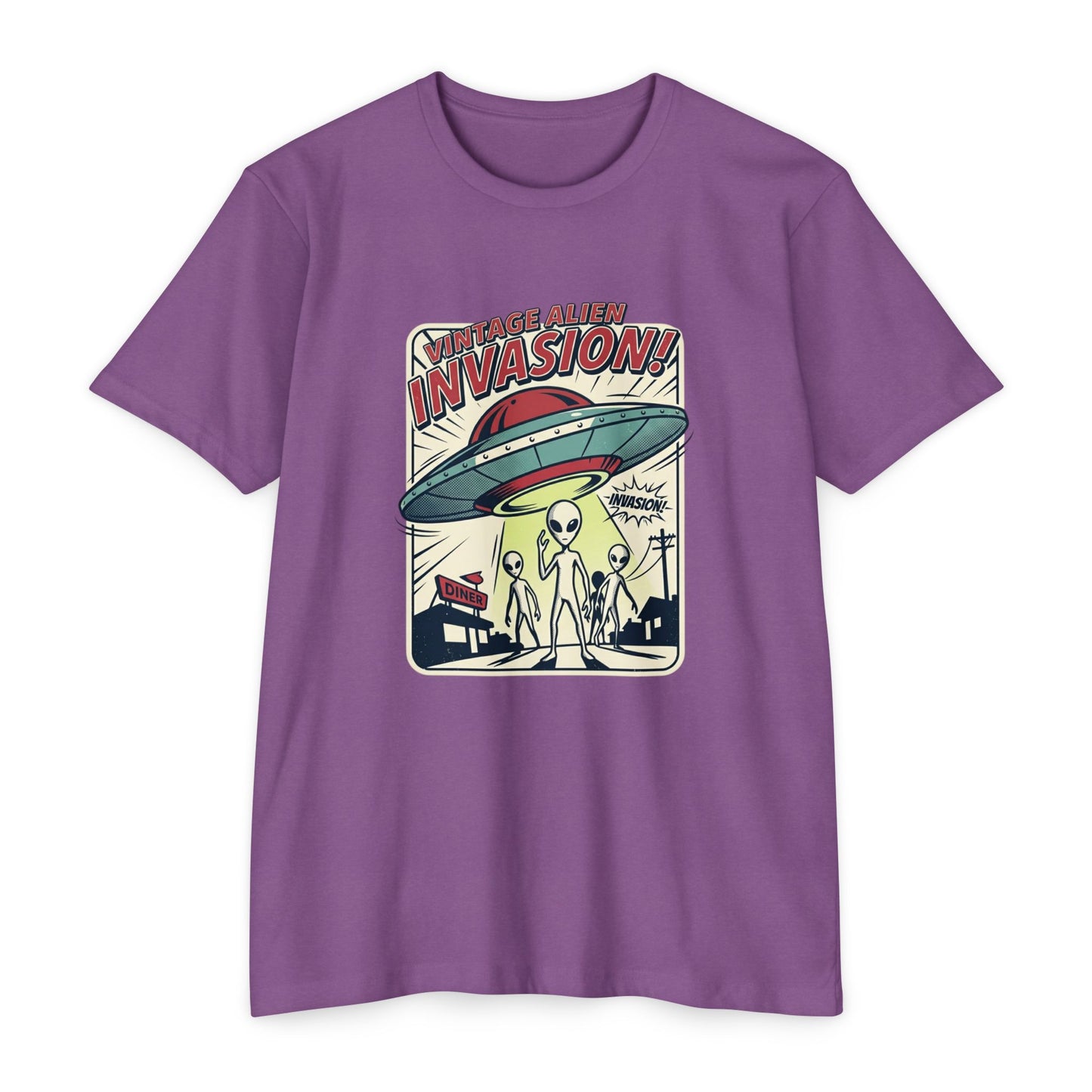 Alien Invasion Vintage UFO Sci‑Fi T-Shirt