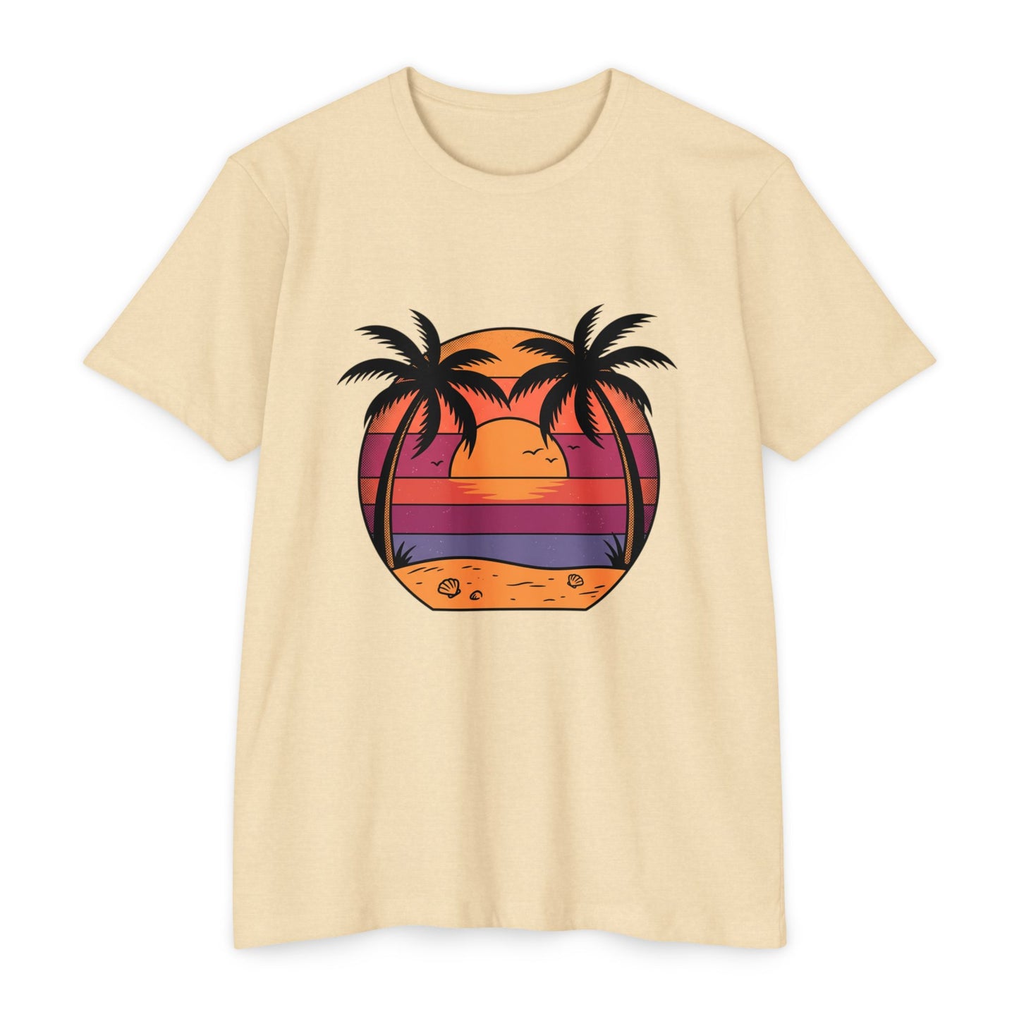 Sunset Palm Beach T-Shirt — Retro Tropical Sunset Graphic
