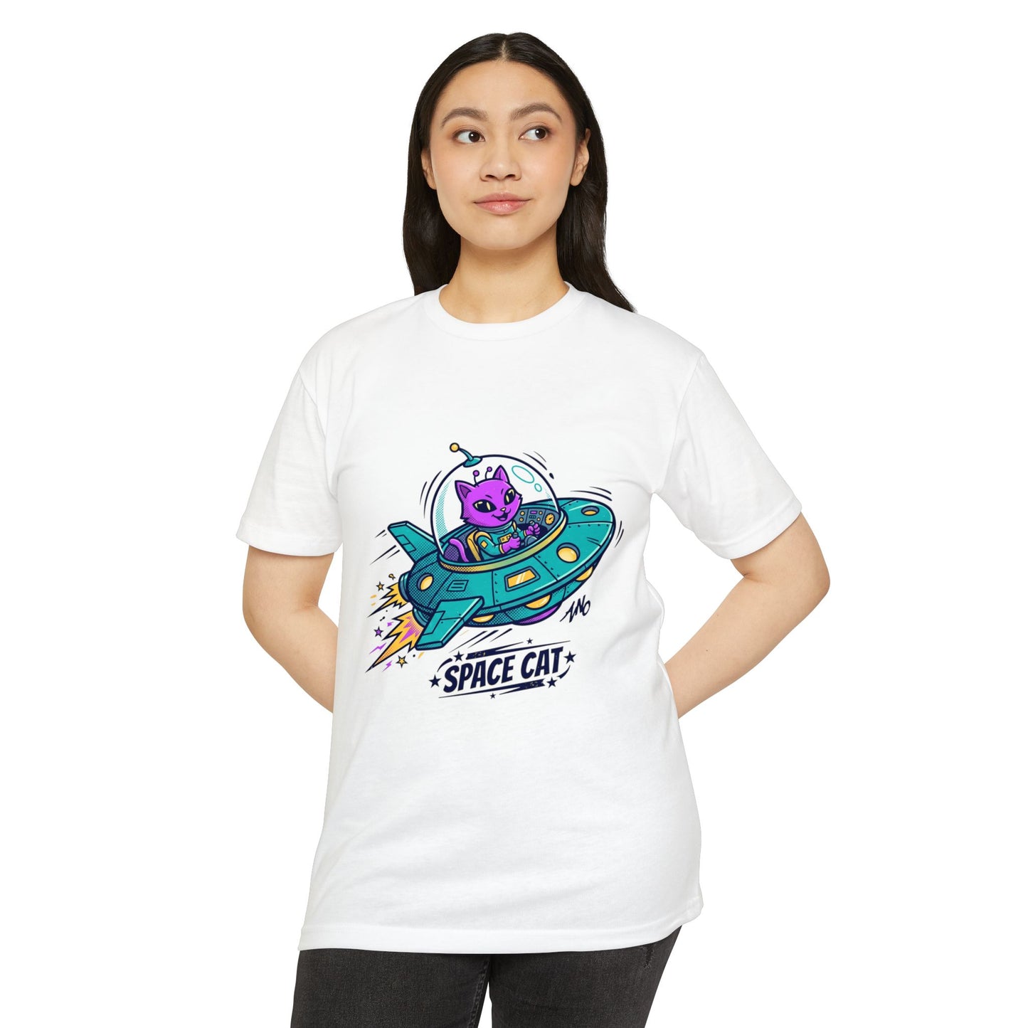 Retro Space Cat T-Shirt — UFO Graphic Tee