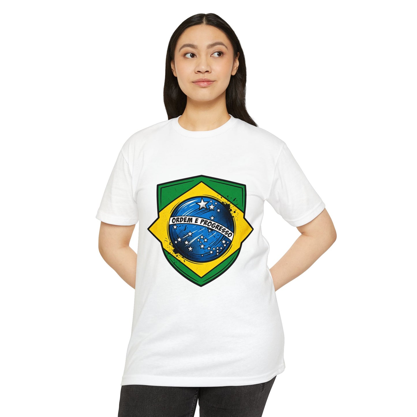 Brazil Flag Crest T-Shirt — Brazilian Soccer/Patriot Pride Tee