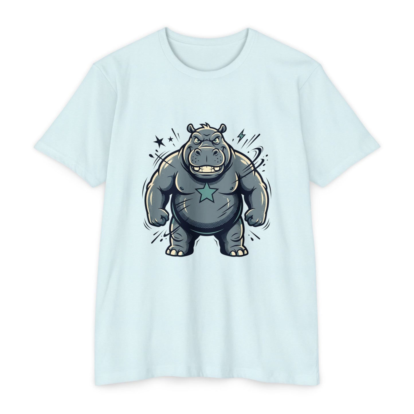 Camiseta Gráfica Hipopótamo Poderoso — Camiseta com Ilustração Fofa de Hipopótamo Forte