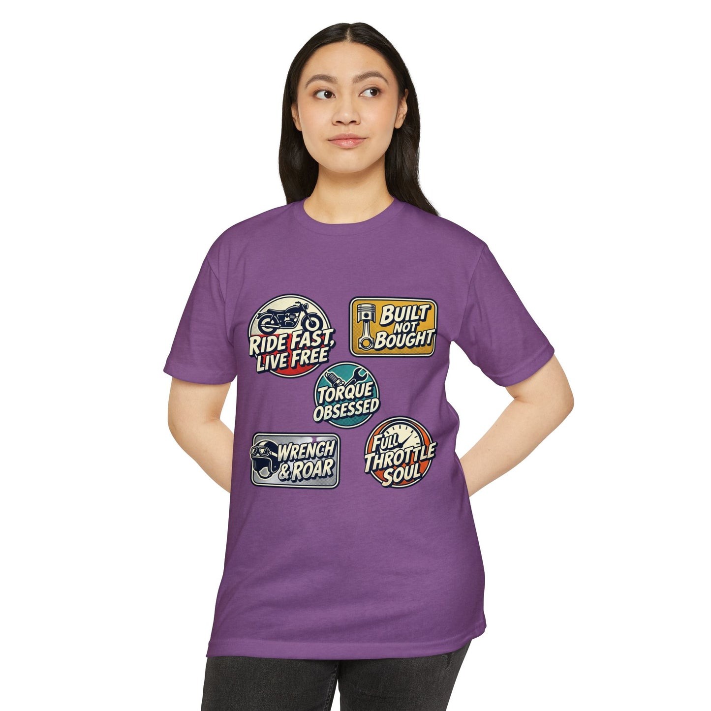Built Not Bought Vintage Motorcycle Badge T-Shirt