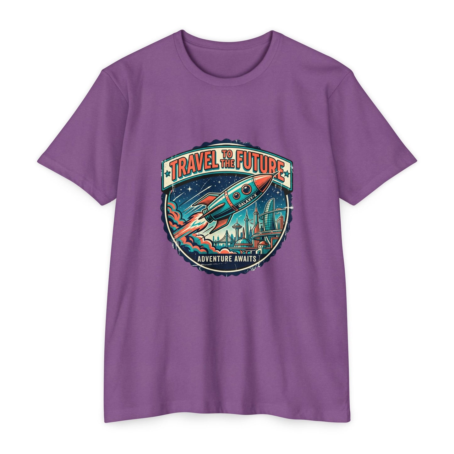 Travel the Future Rocket T-Shirt — Adventure Awaits Vintage Space Tee
