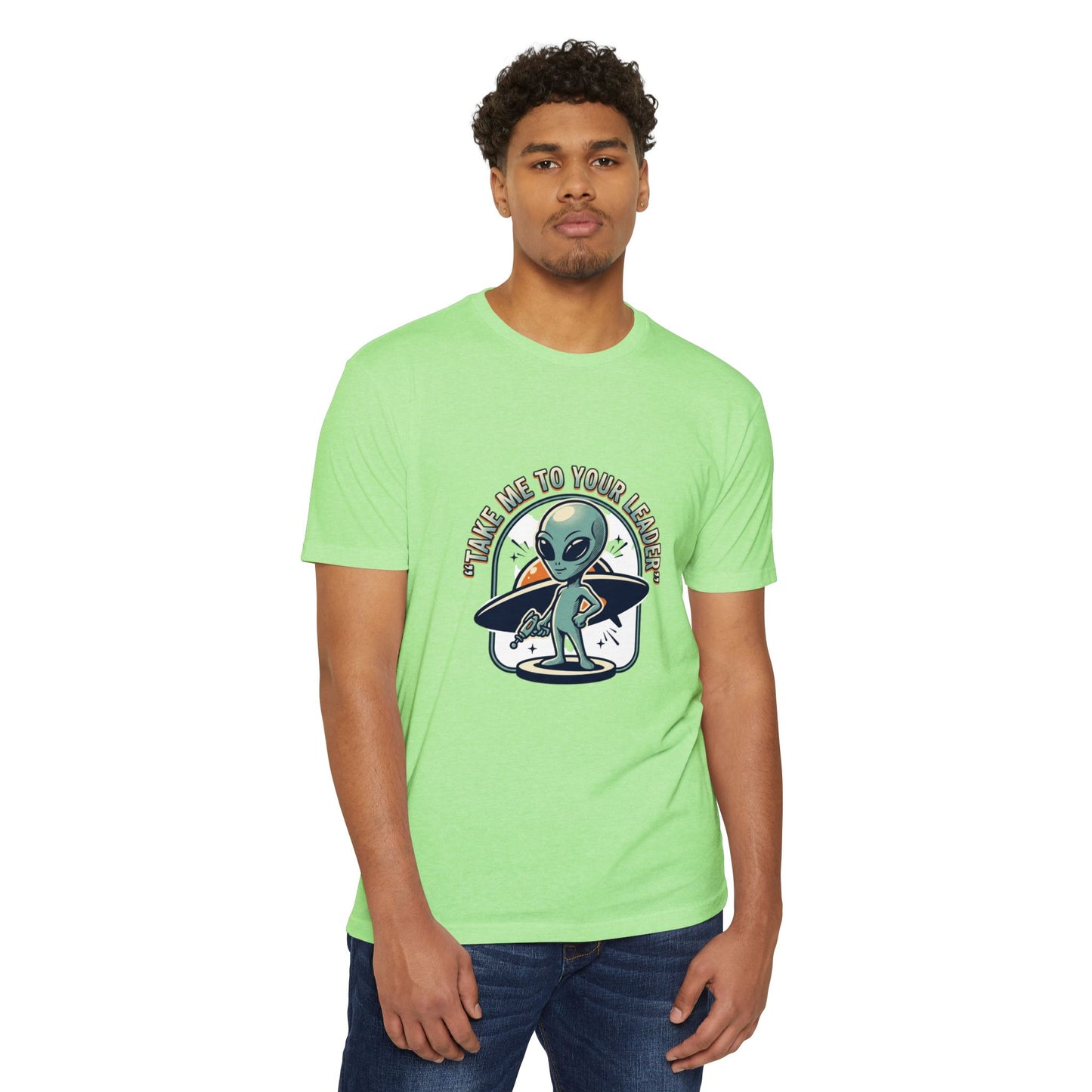 Alien Surfer T-Shirt — "Take Me to Your Leader" Graphic Tee