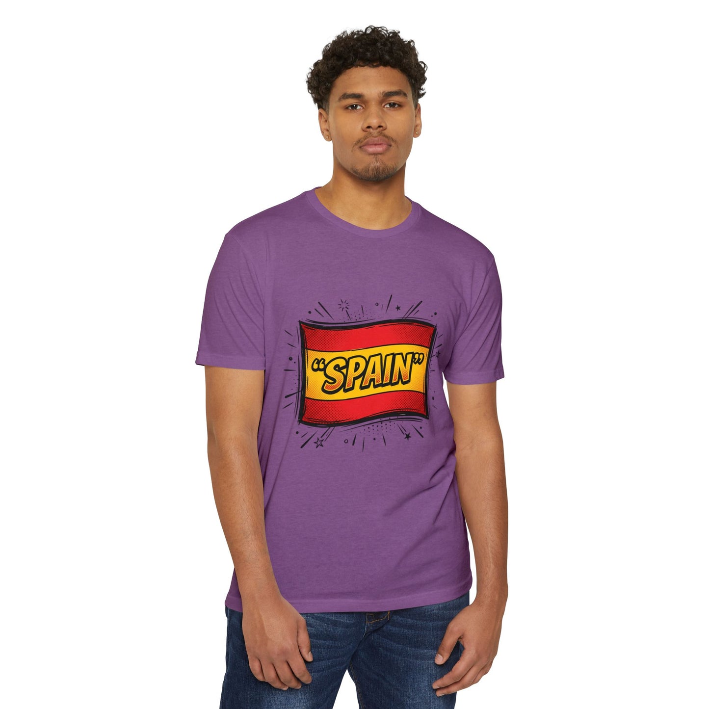 Spain Retro Comic Flag T-Shirt — 'SPAIN' Graphic Tee