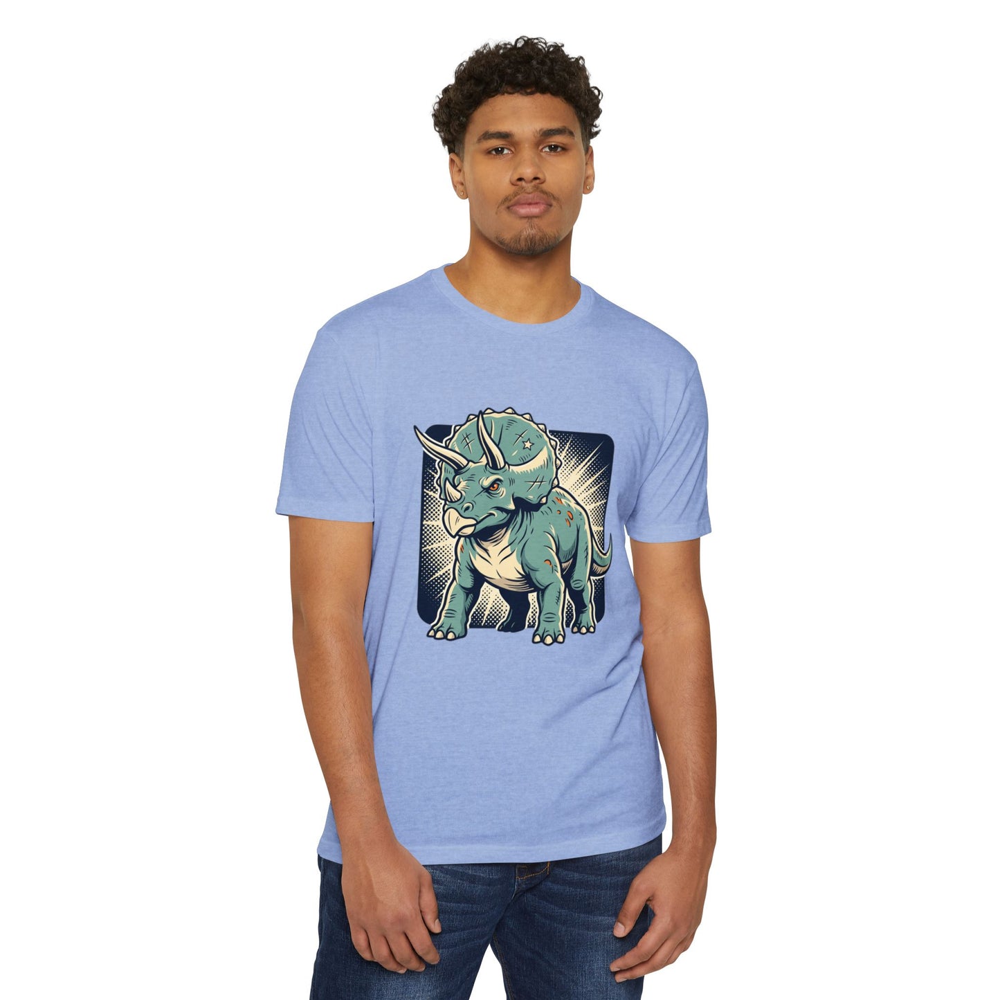 Retro Triceratops Graphic T-Shirt — Vintage Dino Illustration Tee