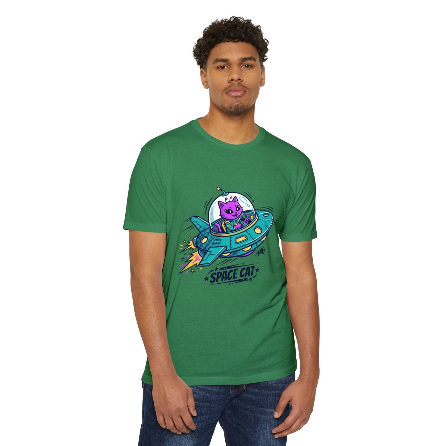 Retro Space Cat T-Shirt — UFO Graphic Tee