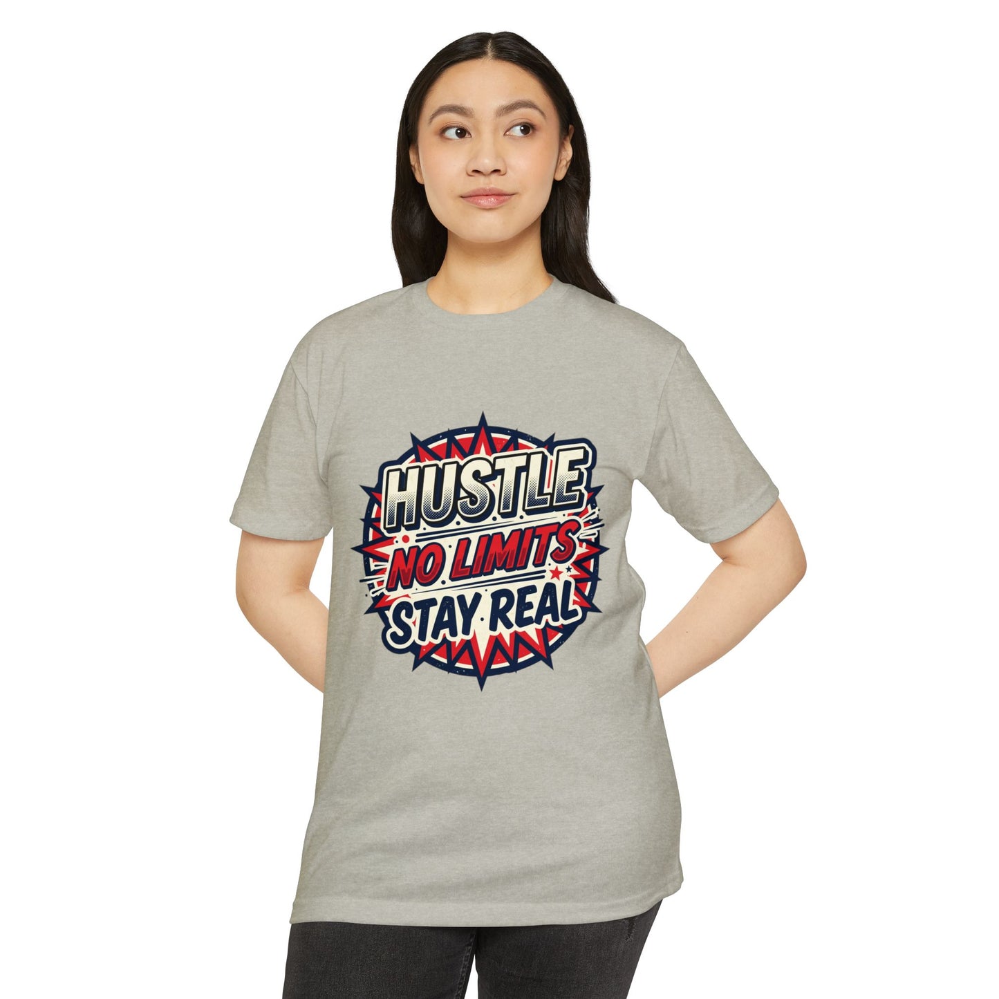 Hustle No Limits Stay Real Graphic T-Shirt