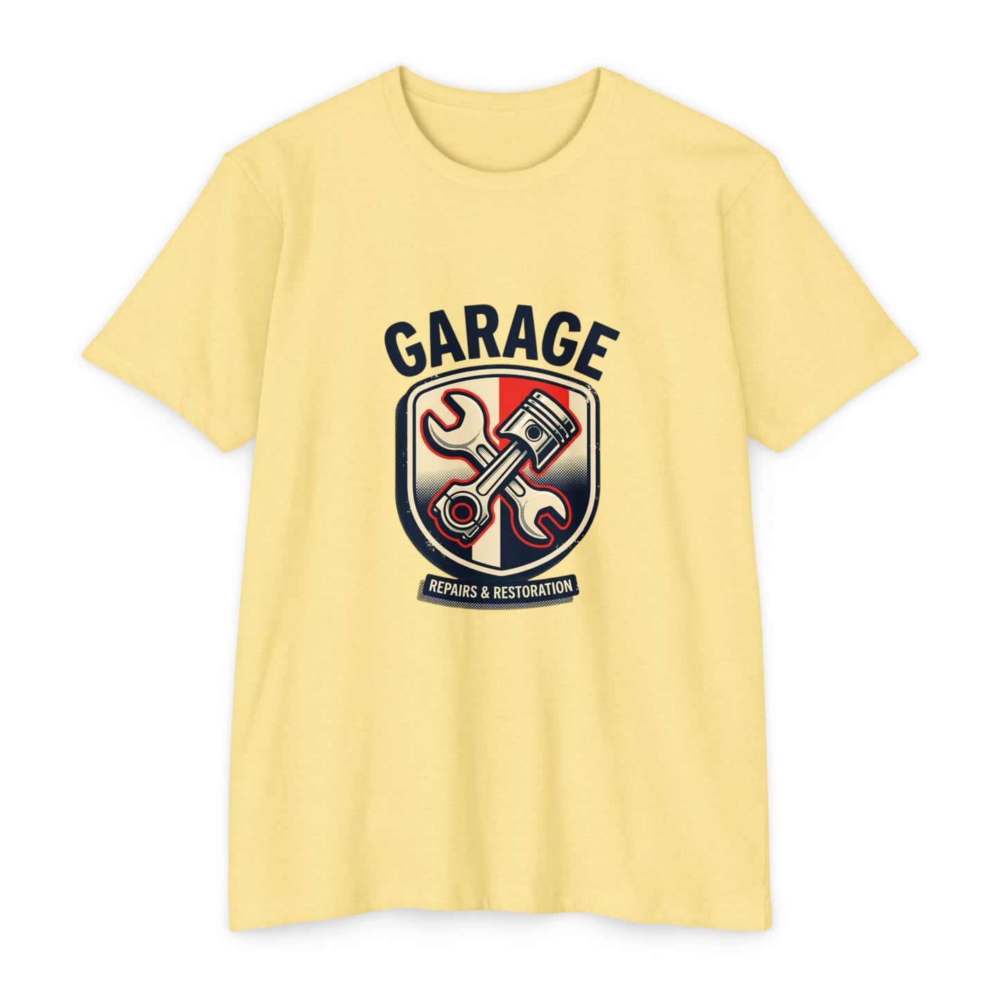 Garage Repairs & Restoration T-Shirt — Mechanic Tools Crest Tee
