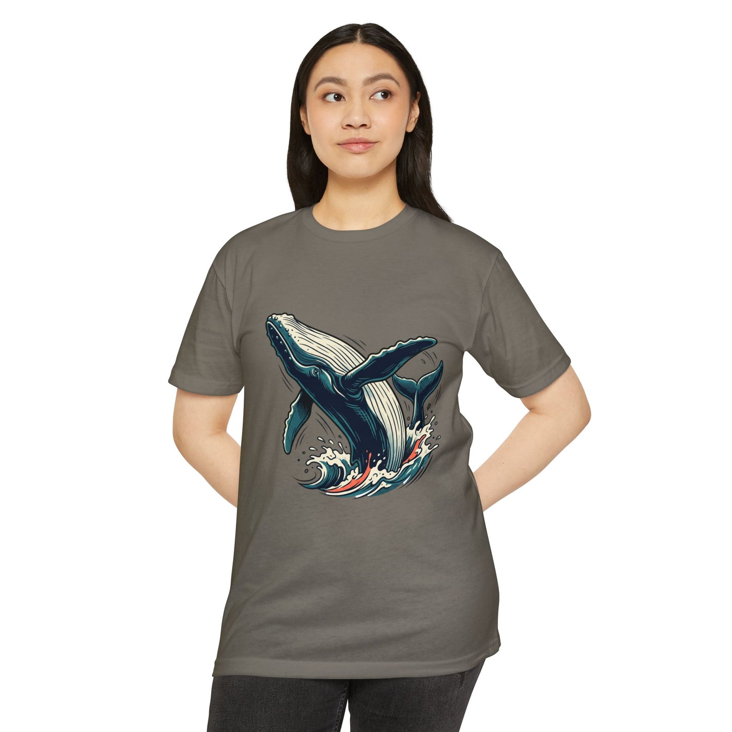 Whale Wave Graphic T-Shirt — Ocean Humpback Illustration Tee