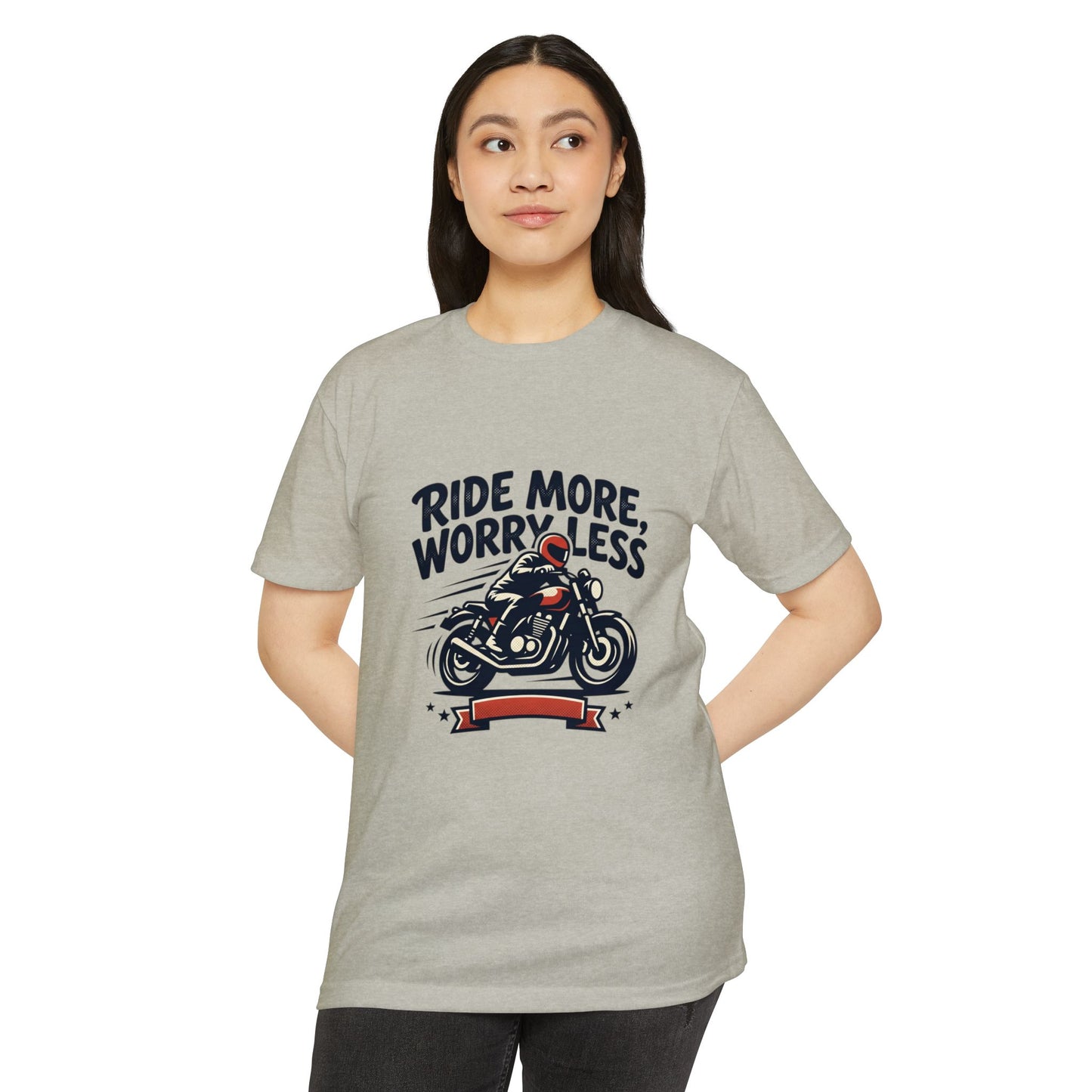 Ride More Worry Less Motorcycle T-Shirt — Biker Tee for Riders & Enthusiasts