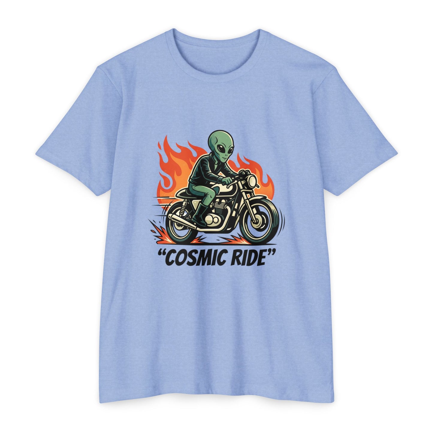 Cosmic Ride Alien Motorcycle T‑Shirt — Retro Biker Tee