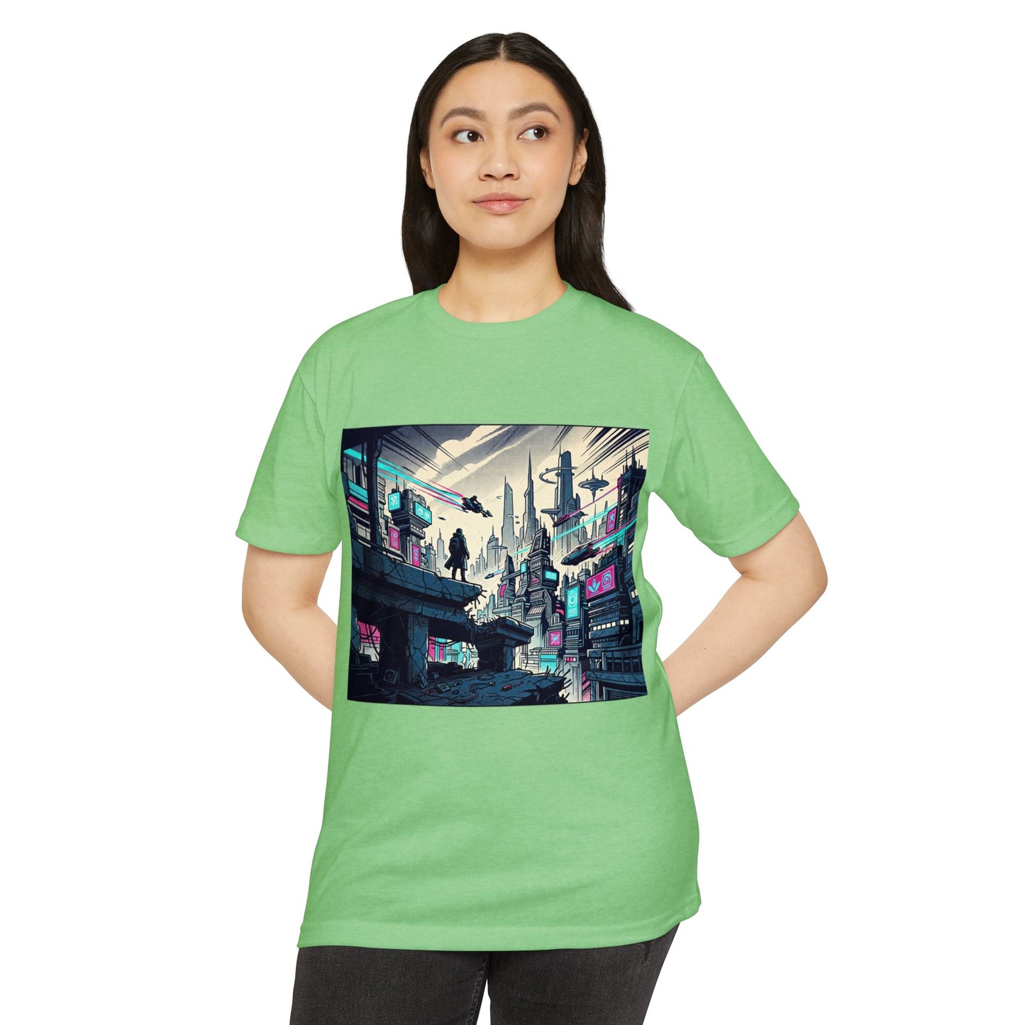 Cyberpunk Cityscape T-Shirt — Neon Futuristic Streetwear