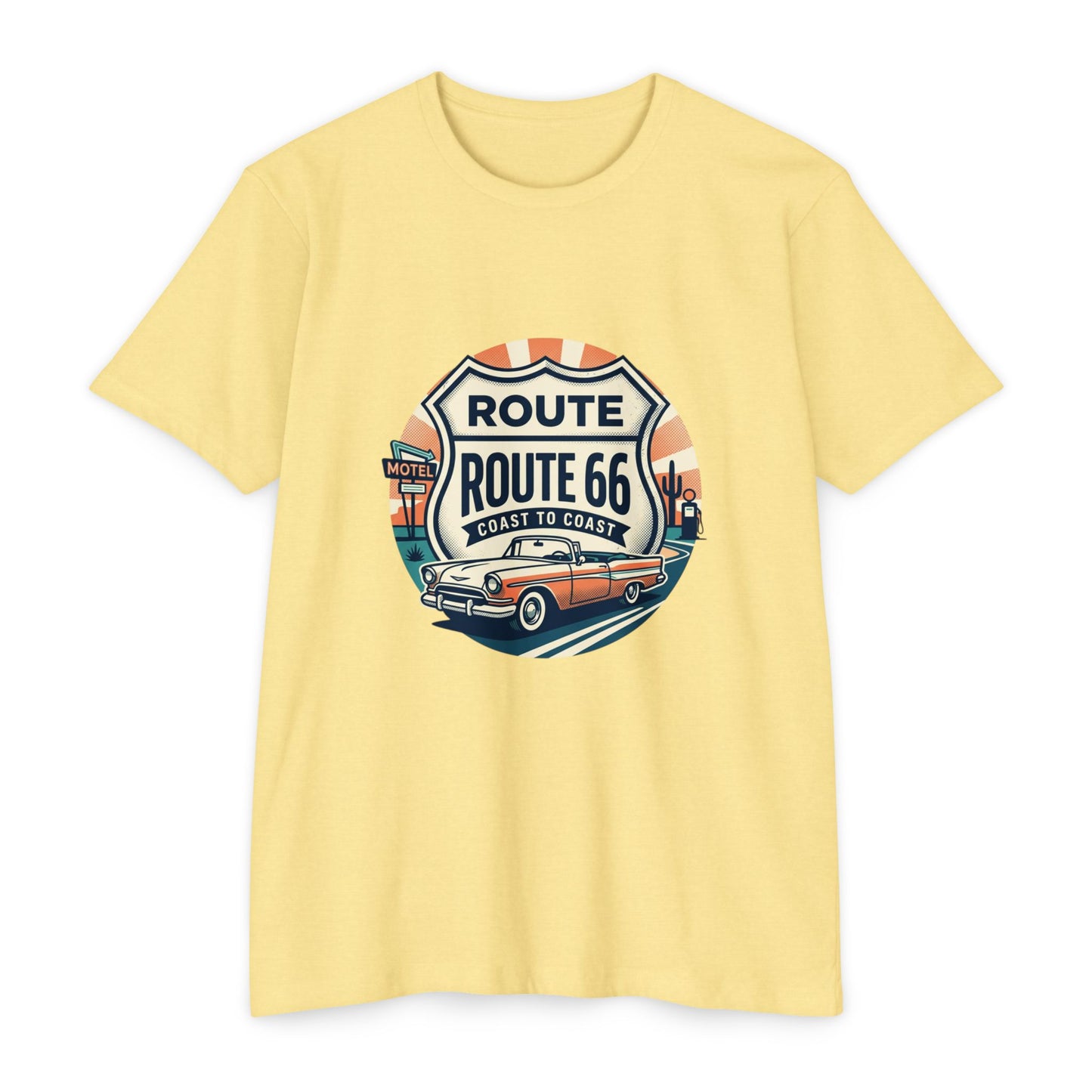 Route 66 Vintage Car T-Shirt — Classic Road Trip Retro Tee