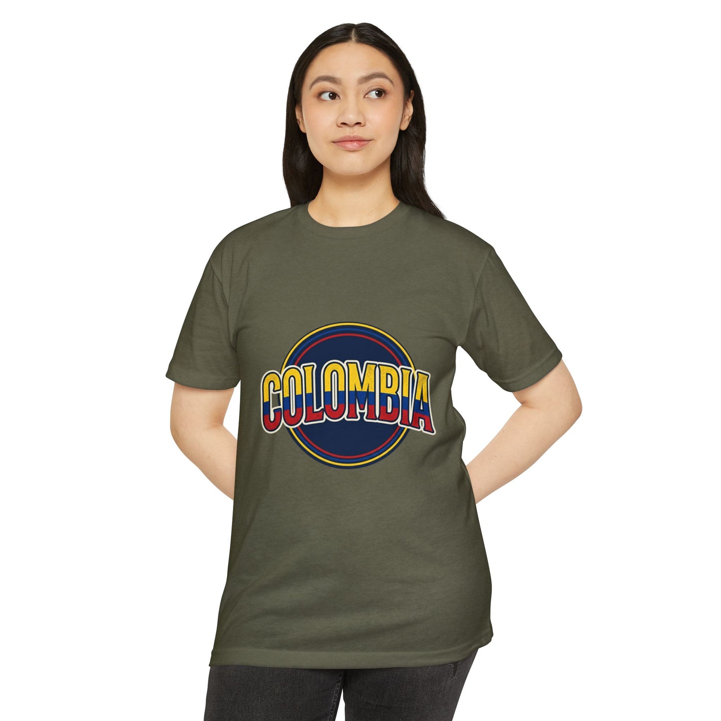 Colombia Retro Circle Vintage Flag Travel T-Shirt