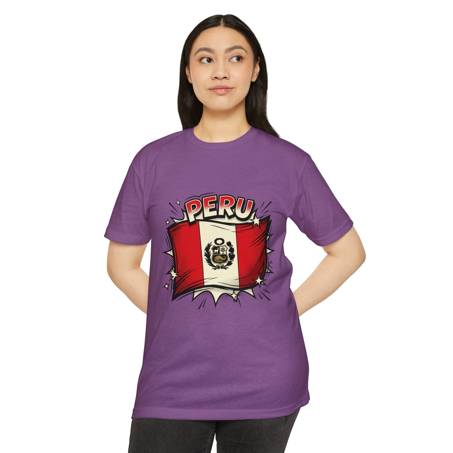 Peru Flag Retro Crest T-Shirt