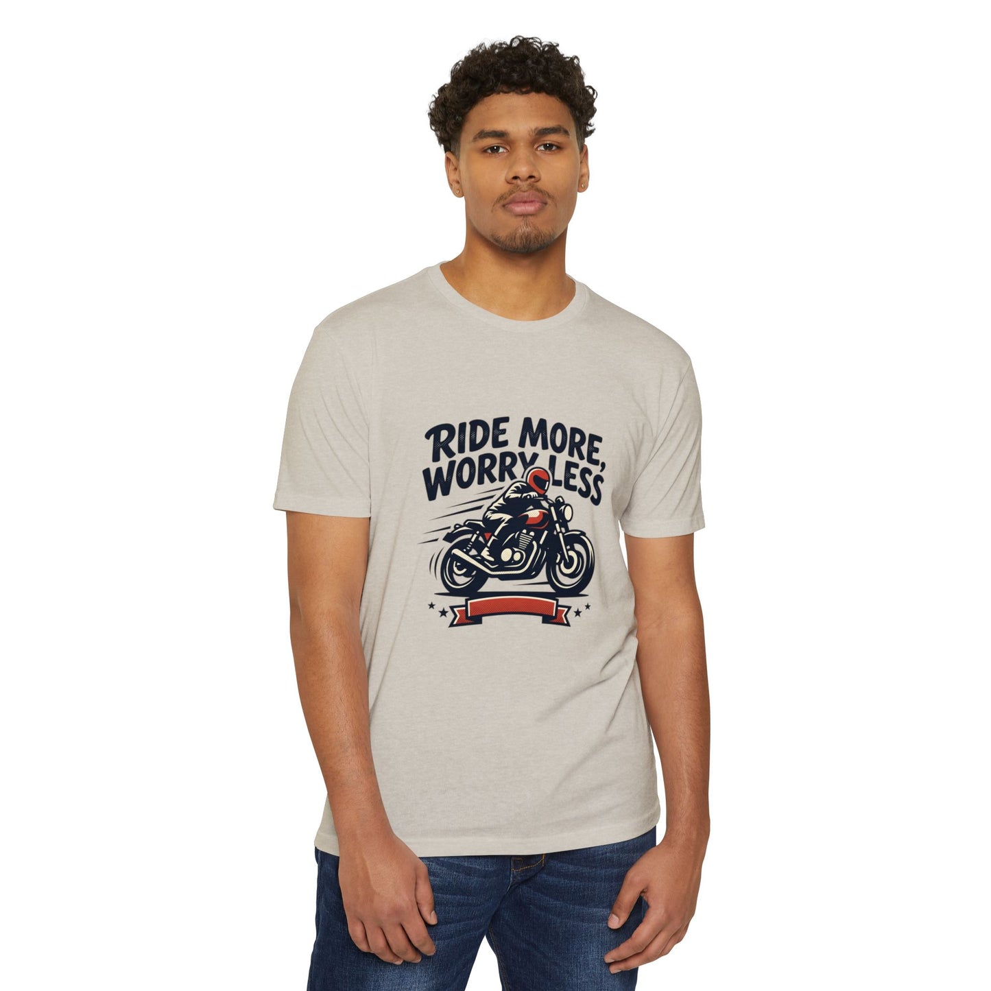 Ride More Worry Less Motorcycle T-Shirt — Biker Tee for Riders & Enthusiasts