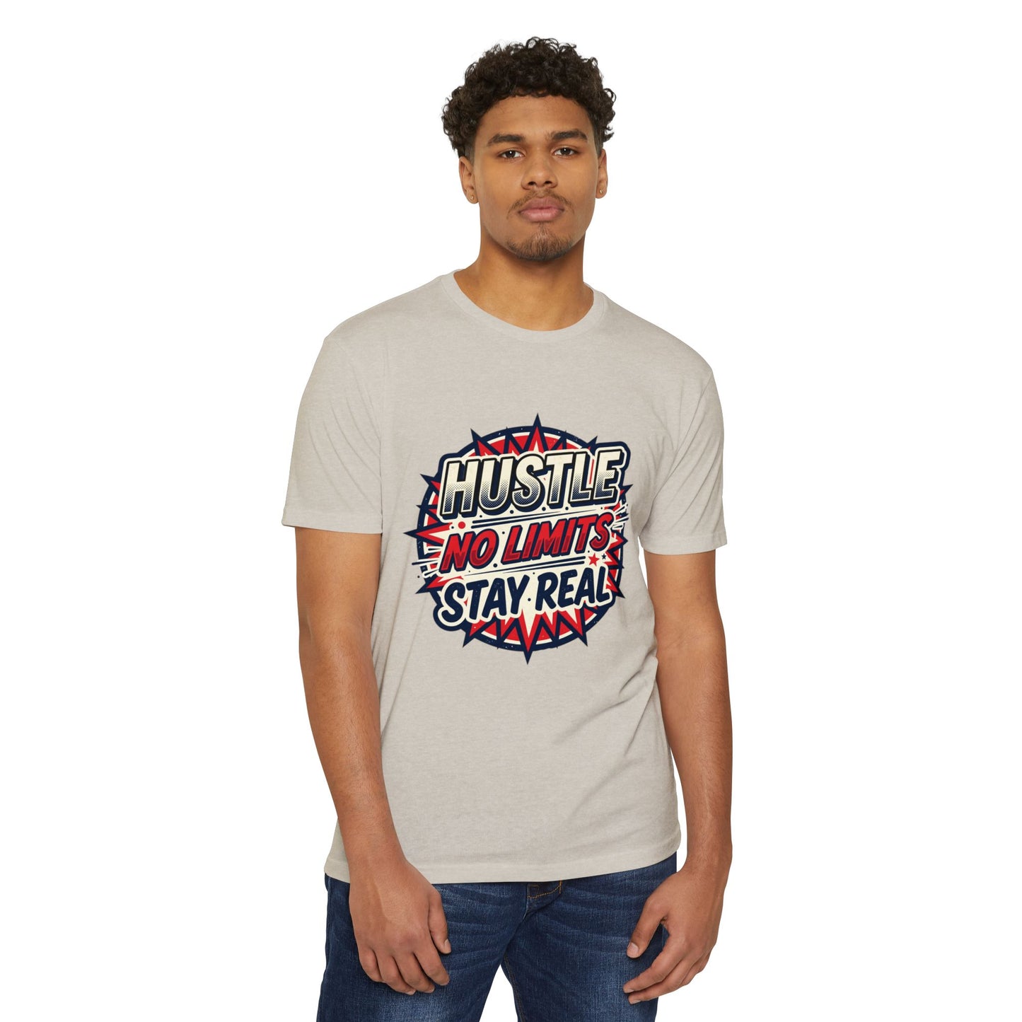 Hustle No Limits Stay Real Graphic T-Shirt