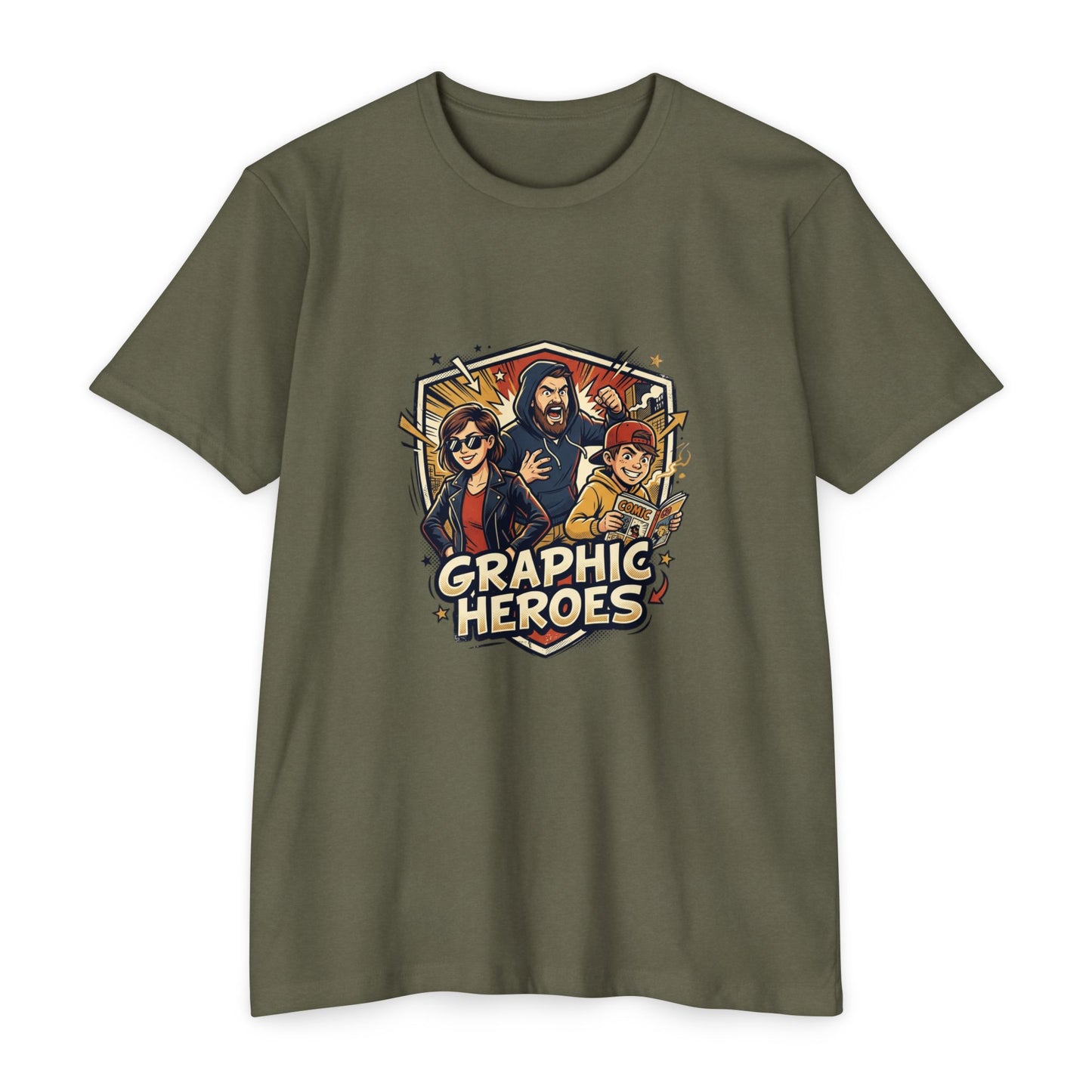Retro Comic Heroes T-Shirt — Graphic Crew Tee