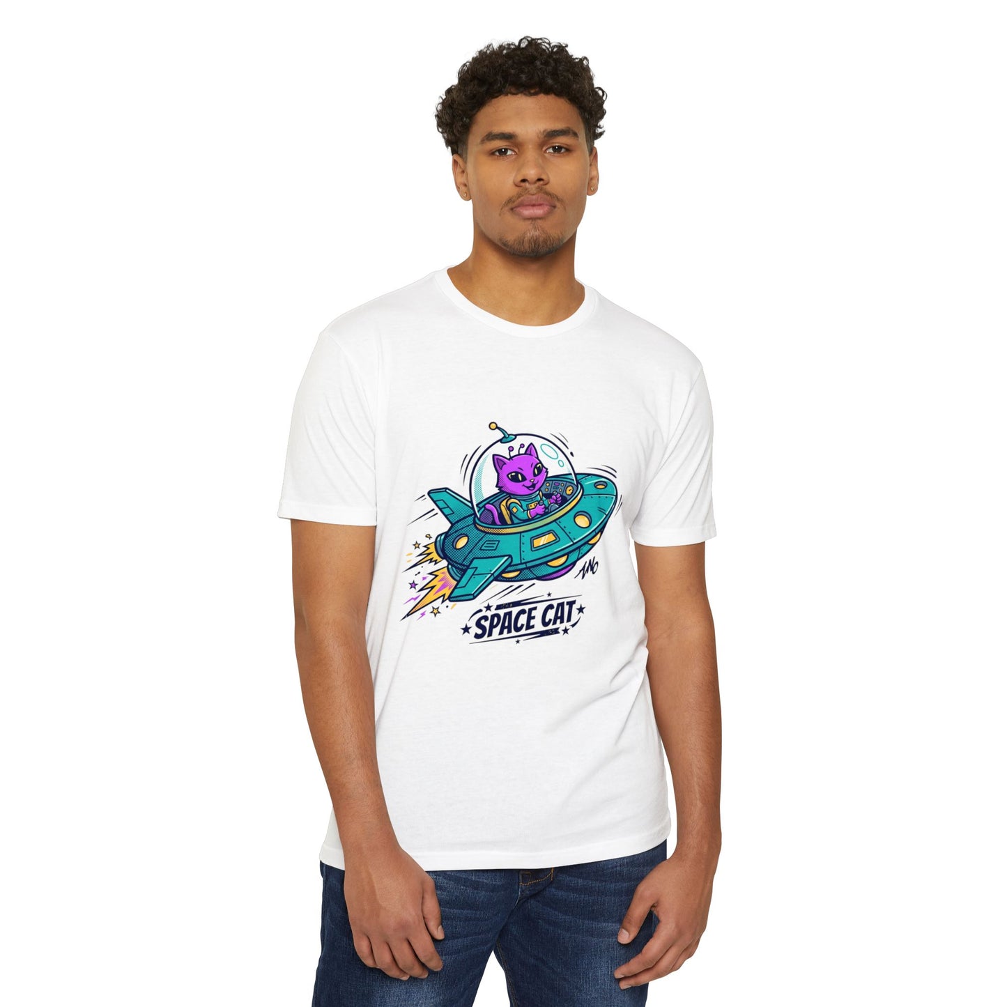 Retro Space Cat T-Shirt — UFO Graphic Tee