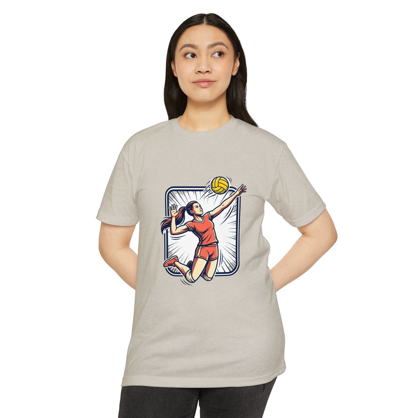 Volleyball Spike Graphic T-Shirt — Female Player Action Tee
