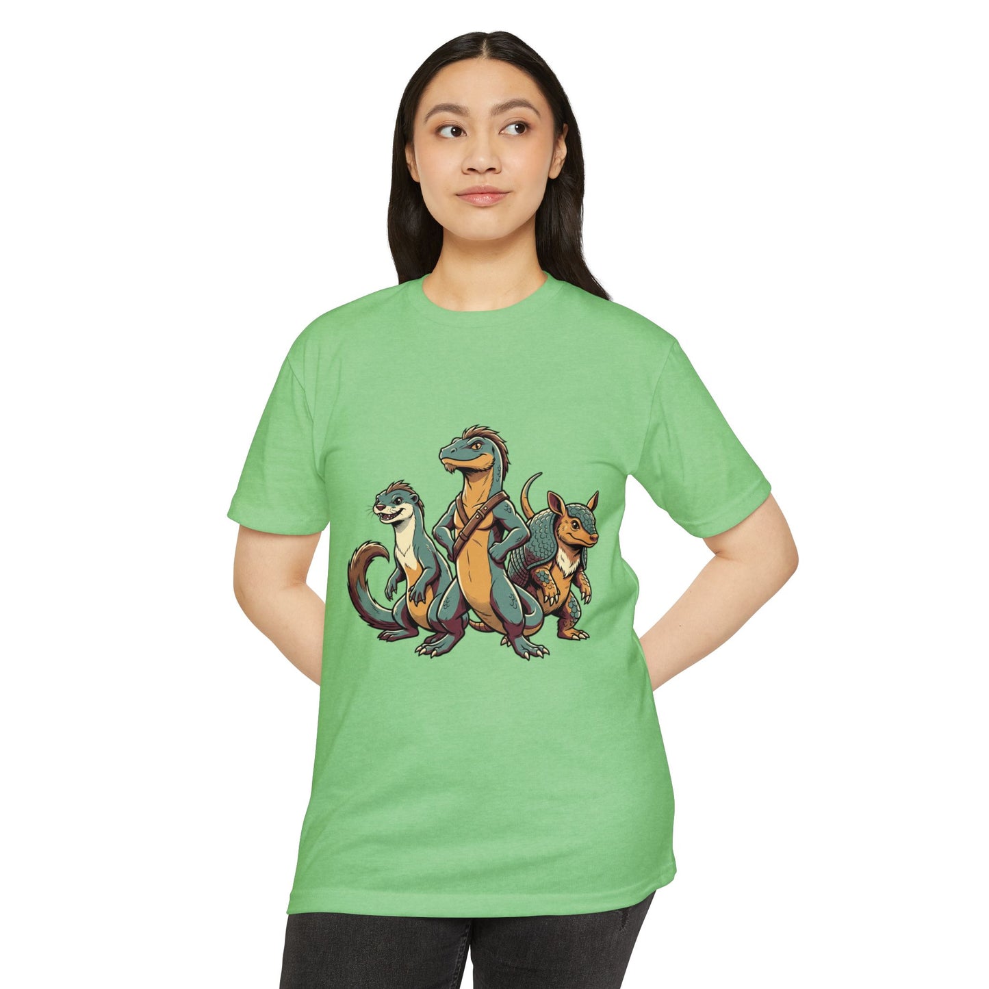 Retro Trio Dino Velociraptor T-Shirt — Cute Cartoon Dino Tee