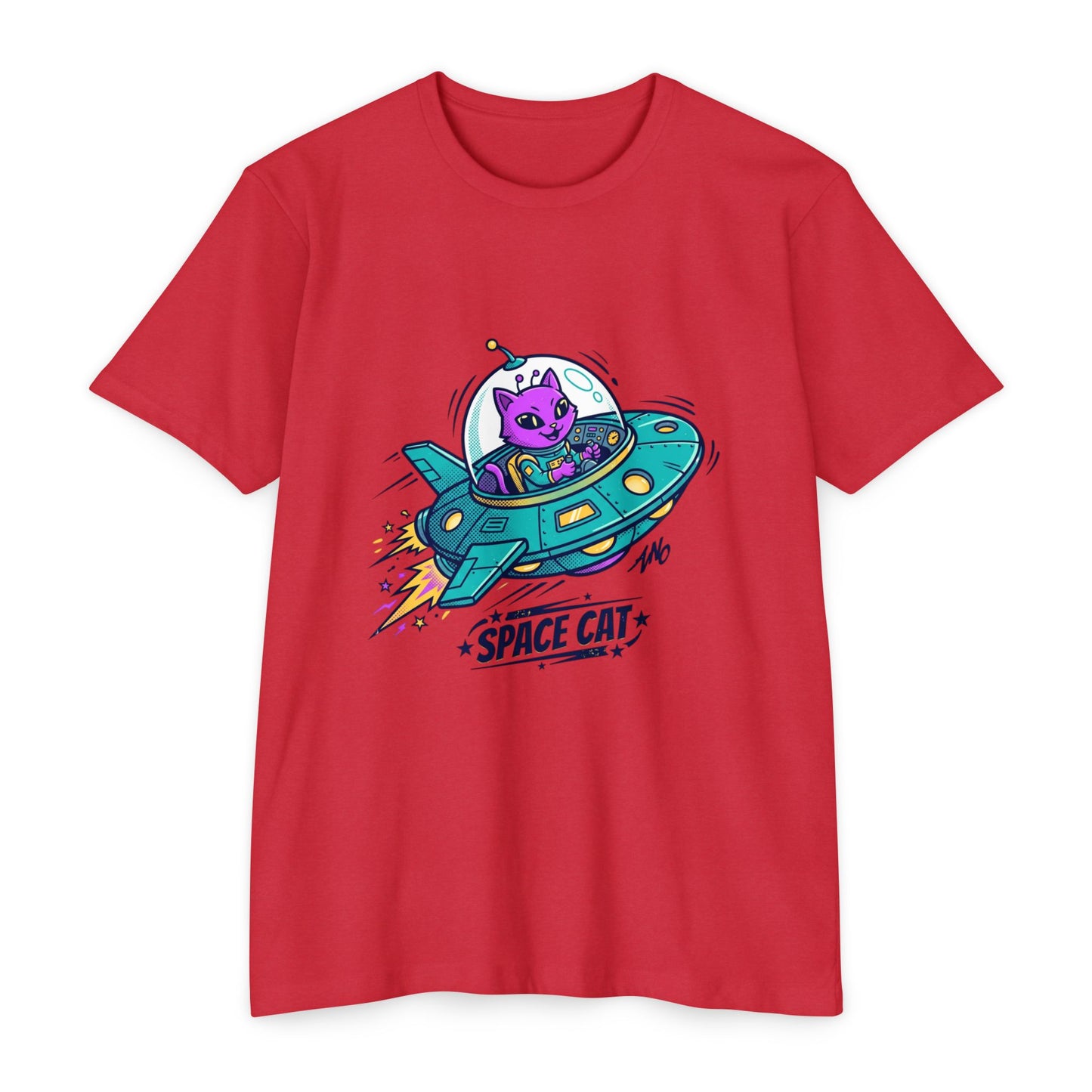 Retro Space Cat T-Shirt — UFO Graphic Tee