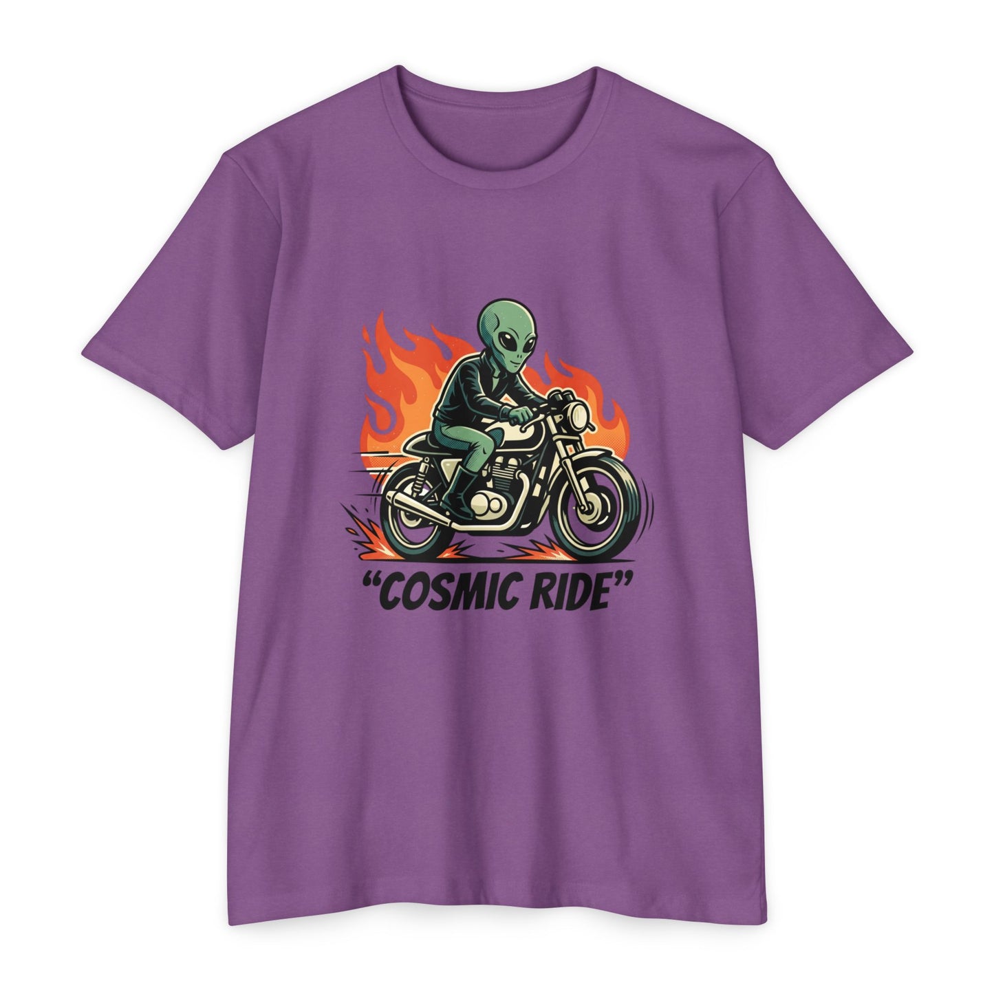 Cosmic Ride Alien Motorcycle T‑Shirt — Retro Biker Tee