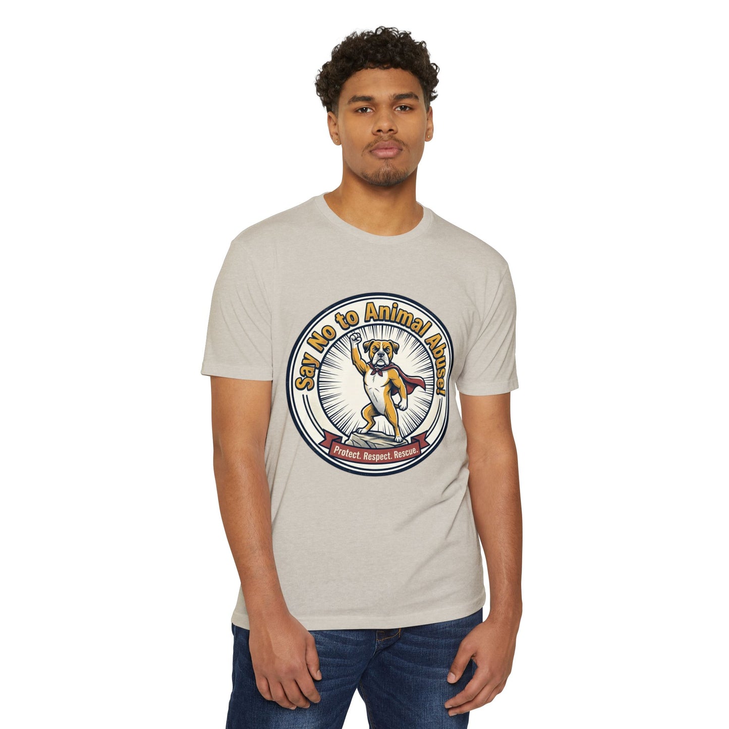 Say No to Animal Abuse T-Shirt – Protect, Respect, Rescue Animal Rights Tee